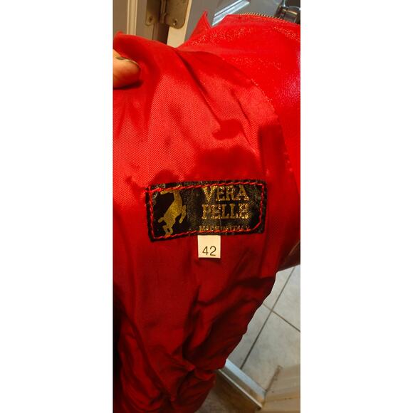 Red Vera pelle Leather zip up Jacket made in Italy - Picture 4 of 5